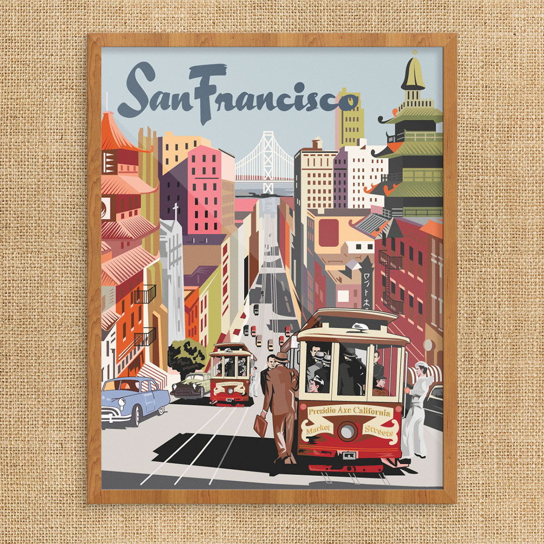 Print San Bay Poster Car Cable View Francisco – Fridgedoor
