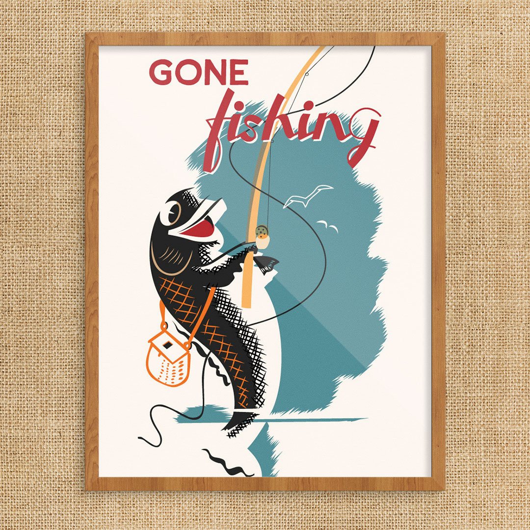 Gone Fishing Flag – Print & Press Barn
