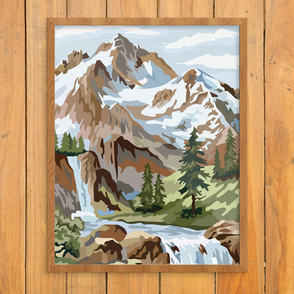 Paint by Number Snowy Mountain and Stream Finished Print 11 x 14 Print