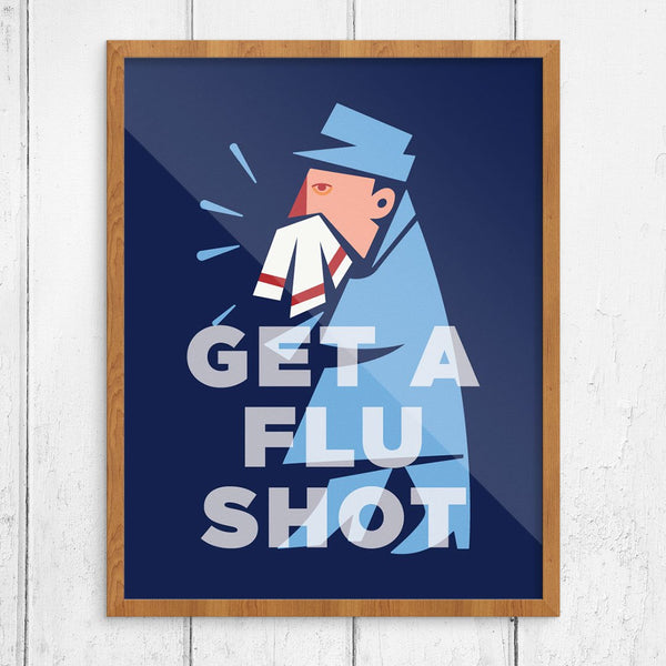 Get a Flu Shot Sneezing Man Print